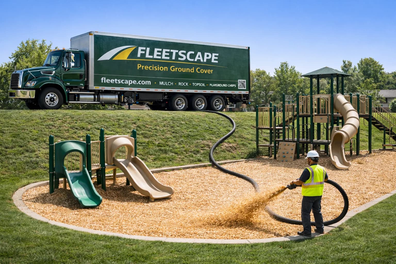 Engineered wood fiber playground safety surfacing installed by Fleetscape